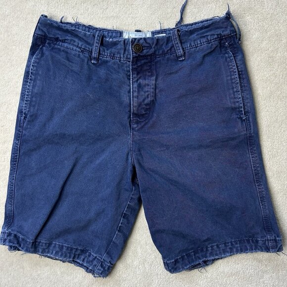 Abercrombie & Fitch Other - Abercrombie Fitch Mens Chino Shorts 32 Blue 9" Inseam Twill Casual Flat Front